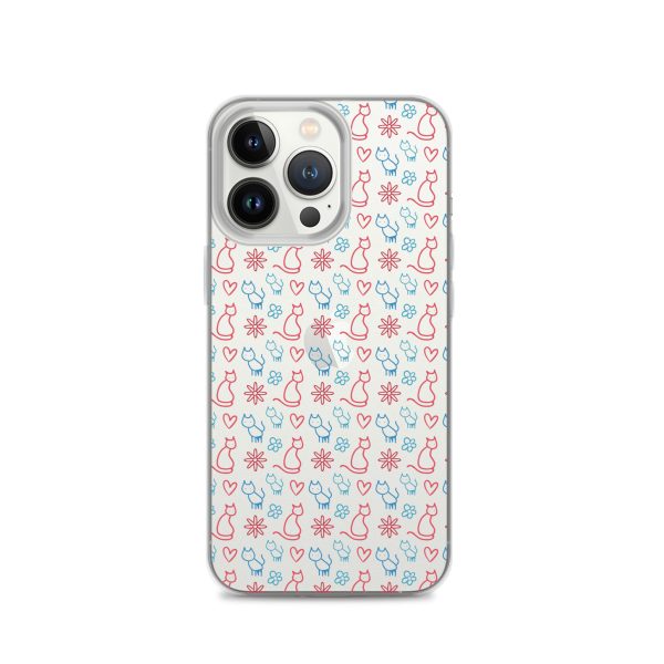 clear-case-for-iphone-iphone-13-pro-case-on-phone-6a1d6fc0b0756-1.jpg Cats and Flowers Doodle iPhone Clear Case