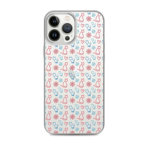 clear-case-for-iphone-iphone-13-pro-max-case-on-phone-6a1d6fc0b0677-1.jpg Cats and Flowers Doodle iPhone Clear Case