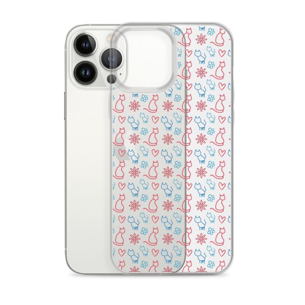 clear-case-for-iphone-iphone-13-pro-max-case-with-phone-6a1d6fc0b06c8-1.jpg Cats and Flowers Doodle iPhone Clear Case