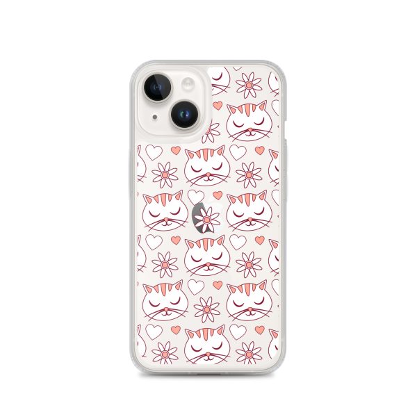 clear-case-for-iphone-iphone-14-case-on-phone-6a1d6d62f2991.jpg Cat Flowers and Hearts iPhone Clear Case