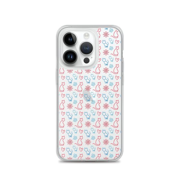 clear-case-for-iphone-iphone-14-pro-case-on-phone-6a1d6fc0b0a86-1.jpg Cats and Flowers Doodle iPhone Clear Case
