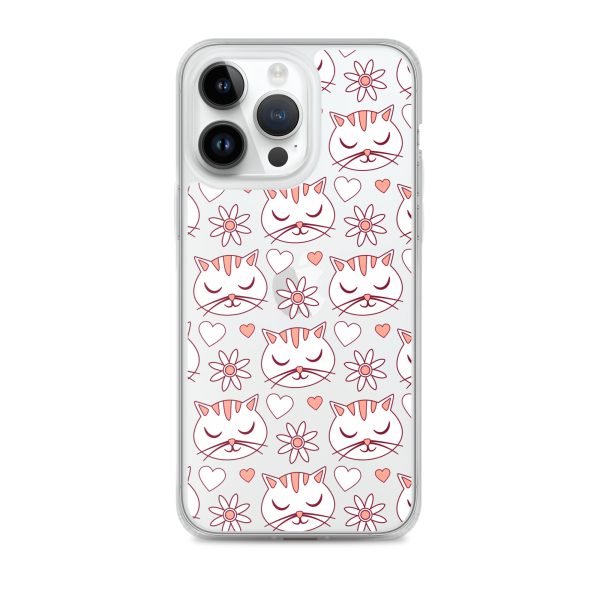 clear-case-for-iphone-iphone-14-pro-max-case-on-phone-6a1d6d62f0d95.jpg Cat Flowers and Hearts iPhone Clear Case