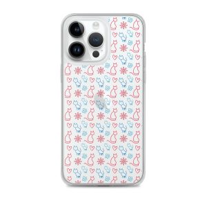 clear-case-for-iphone-iphone-14-pro-max-case-on-phone-6a1d6fc0aea6a-1.jpg Cats and Flowers Doodle iPhone Clear Case