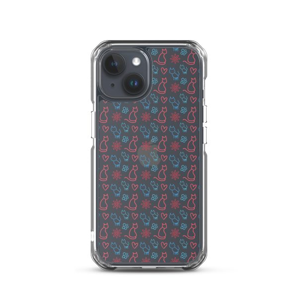 clear-case-for-iphone-iphone-15-case-on-phone-6a1d6fc0b0ed6-1.jpg Cats and Flowers Doodle iPhone Clear Case