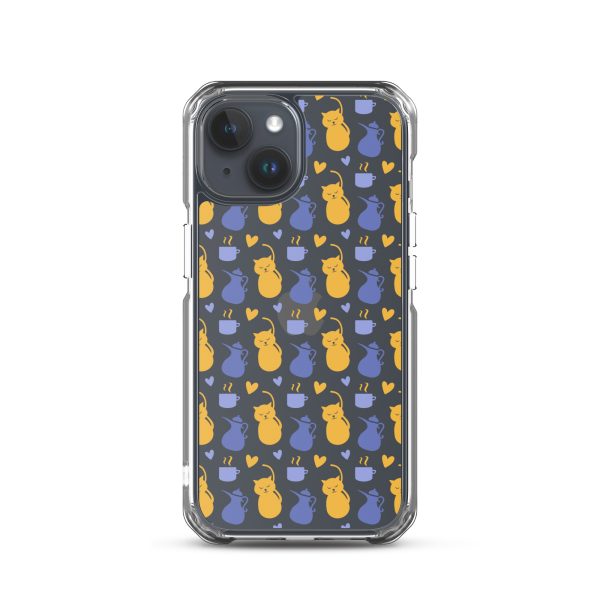 clear-case-for-iphone-iphone-15-case-on-phone-6a1d6fec16d08.jpg Tea and Cat iPhone Clear Case