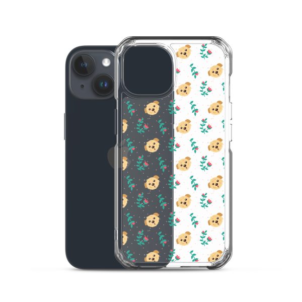 clear-case-for-iphone-iphone-15-case-with-phone-6a1d6bd25b98b.jpg Dogs and Flowers iPhone Clear Case
