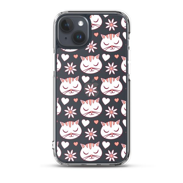 clear-case-for-iphone-iphone-15-plus-case-on-phone-6a1d6d62f2a79.jpg Cat Flowers and Hearts iPhone Clear Case