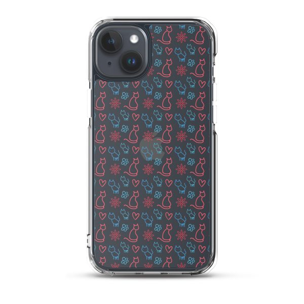 clear-case-for-iphone-iphone-15-plus-case-on-phone-6a1d6fc0b0c3c-1.jpg Cats and Flowers Doodle iPhone Clear Case