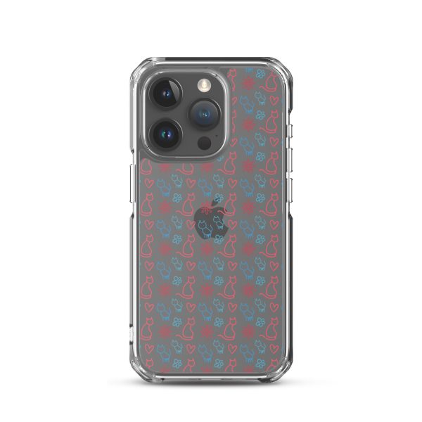 clear-case-for-iphone-iphone-15-pro-case-on-phone-6a1d6fc0b0dfb-1.jpg Cats and Flowers Doodle iPhone Clear Case