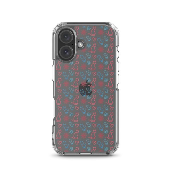 clear-case-for-iphone-iphone-16-case-on-phone-6a1d6fc0b124a.jpg Cats and Flowers Doodle iPhone Clear Case