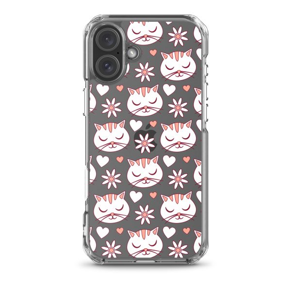 clear-case-for-iphone-iphone-16-plus-case-on-phone-6a1d6d62f2e0d.jpg Cat Flowers and Hearts iPhone Clear Case