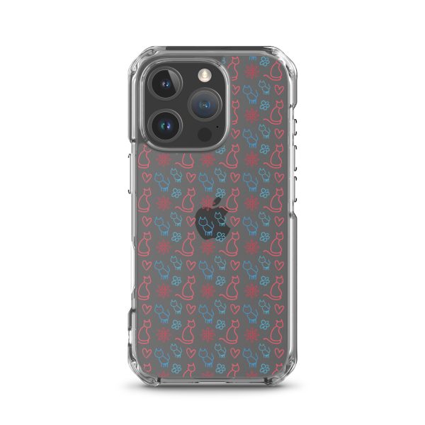 clear-case-for-iphone-iphone-16-pro-case-on-phone-6a1d6fc0b1173.jpg Cats and Flowers Doodle iPhone Clear Case