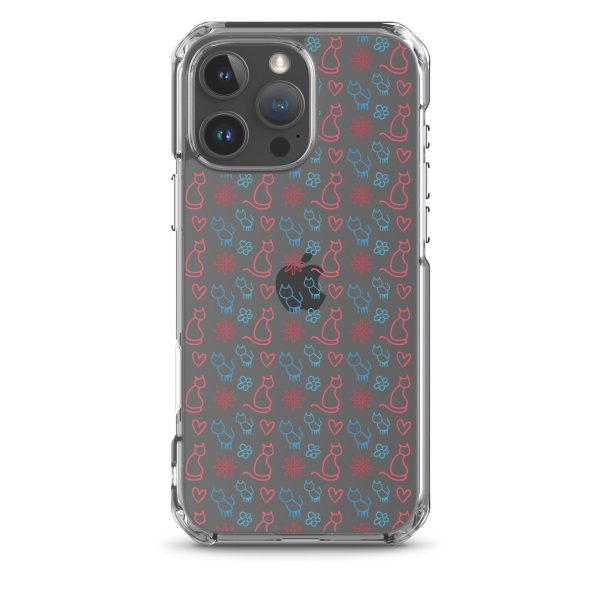 clear-case-for-iphone-iphone-16-pro-max-case-on-phone-6a1d6fc0b1097.jpg Cats and Flowers Doodle iPhone Clear Case