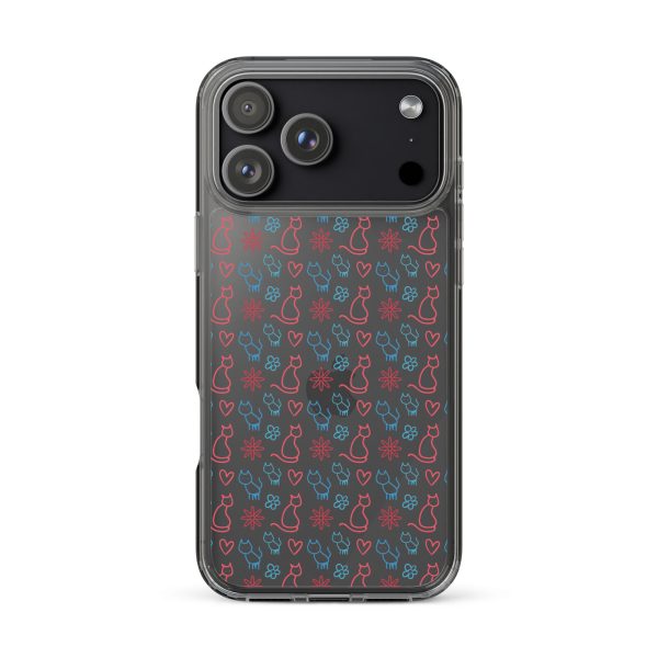 clear-case-for-iphone-iphone-17-pro-max-case-on-phone-6a1d6fc0b144a.jpg Cats and Flowers Doodle iPhone Clear Case