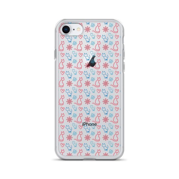 clear-case-for-iphone-iphone-7-8-case-on-phone-6a1d6fc0b155d.jpg Cats and Flowers Doodle iPhone Clear Case