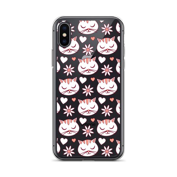 clear-case-for-iphone-iphone-x-xs-case-on-phone-6a1d6d62f34b2.jpg Cat Flowers and Hearts iPhone Clear Case