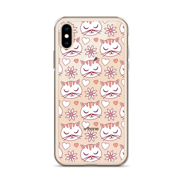 clear-case-for-iphone-iphone-x-xs-case-on-phone-6a1d6d62f3539.jpg Cat Flowers and Hearts iPhone Clear Case