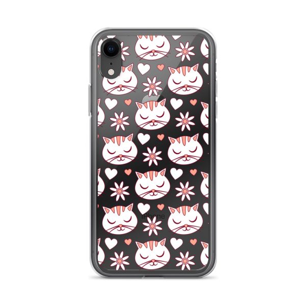 clear-case-for-iphone-iphone-xr-case-on-phone-6a1d6d62f35f9.jpg Cat Flowers and Hearts iPhone Clear Case