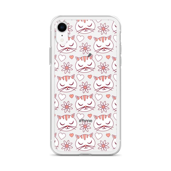 clear-case-for-iphone-iphone-xr-case-on-phone-6a1d6d62f3692.jpg Cat Flowers and Hearts iPhone Clear Case