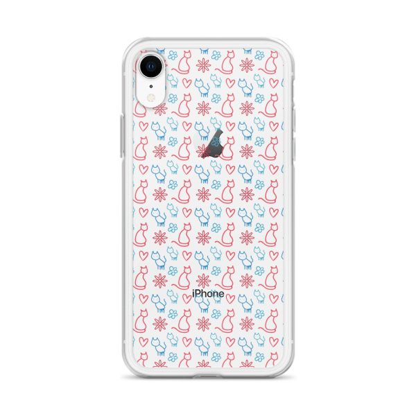 clear-case-for-iphone-iphone-xr-case-on-phone-6a1d6fc0b191f.jpg Cats and Flowers Doodle iPhone Clear Case