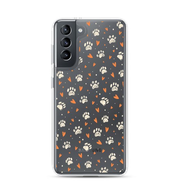 clear-case-for-samsung-samsung-galaxy-s21-case-on-phone-6a1e7832a78b2.jpg Paws Prints Hearts Samsung Clear Case