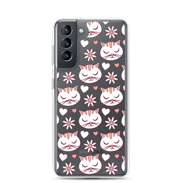 clear-case-for-samsung-samsung-galaxy-s21-case-on-phone-6a1e79e6490af.jpg Cat Flowers and Hearts Samsung Clear Case