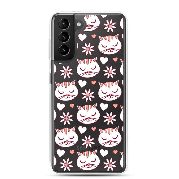 clear-case-for-samsung-samsung-galaxy-s21-plus-case-on-phone-6a1e79e648d85.jpg Cat Flowers and Hearts Samsung Clear Case