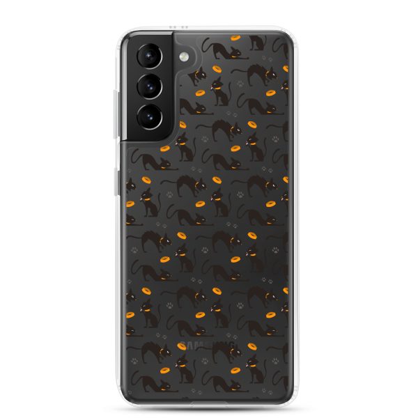 clear-case-for-samsung-samsung-galaxy-s21-plus-case-on-phone-6a38ff116ef56.jpg Halloween Seamless Cat Samsung Clear Case