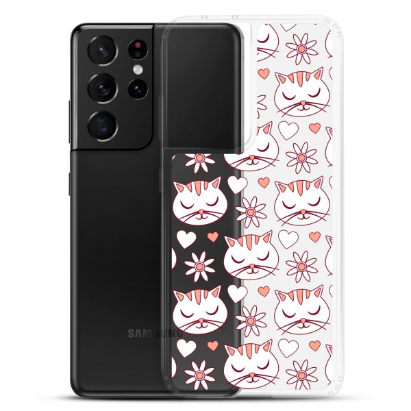 clear-case-for-samsung-samsung-galaxy-s21-ultra-case-with-phone-6a1e79e648fa7.jpg Cat Flowers and Hearts Samsung Clear Case