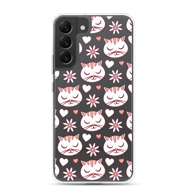 clear-case-for-samsung-samsung-galaxy-s22-plus-case-on-phone-6a1e79e64923b.jpg Cat Flowers and Hearts Samsung Clear Case