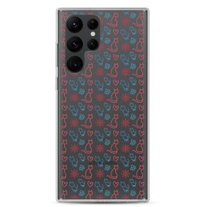 clear-case-for-samsung-samsung-galaxy-s22-ultra-case-on-phone-6a1e7c0066e2b.jpg Cats and Flowers Doodle Samsung Clear Case