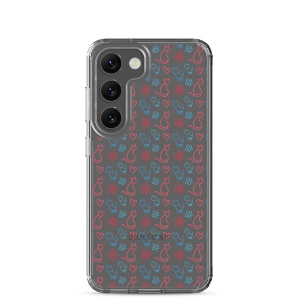 clear-case-for-samsung-samsung-galaxy-s23-case-on-phone-6a1e7c00689d7.jpg Cats and Flowers Doodle Samsung Clear Case