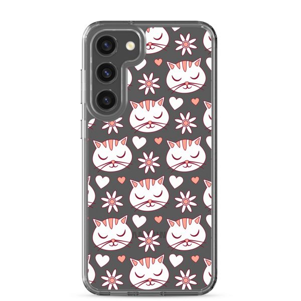 clear-case-for-samsung-samsung-galaxy-s23-plus-case-on-phone-6a1e79e649a60.jpg Cat Flowers and Hearts Samsung Clear Case