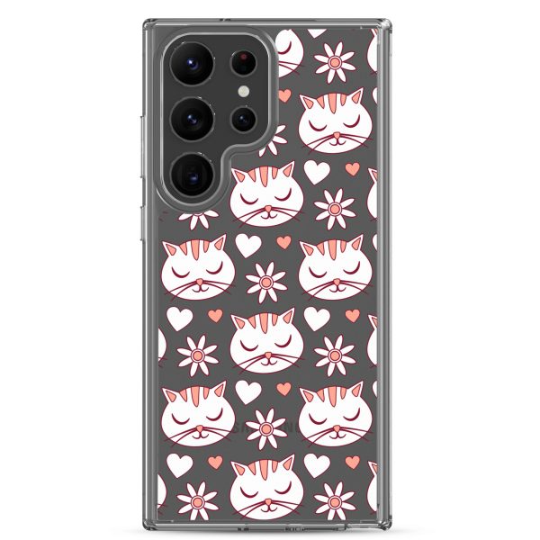 clear-case-for-samsung-samsung-galaxy-s23-ultra-case-on-phone-6a1e79e649b9e.jpg Cat Flowers and Hearts Samsung Clear Case