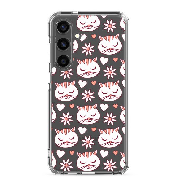 clear-case-for-samsung-samsung-galaxy-s24-plus-case-on-phone-6a1e79e649e1f.jpg Cat Flowers and Hearts Samsung Clear Case