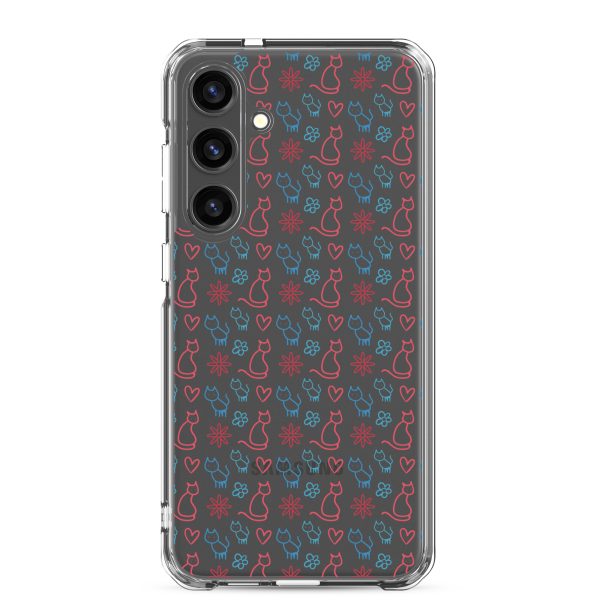 clear-case-for-samsung-samsung-galaxy-s24-plus-case-on-phone-6a1e7c0068b2e.jpg Cats and Flowers Doodle Samsung Clear Case