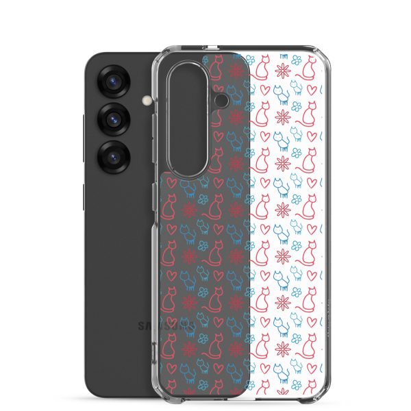 clear-case-for-samsung-samsung-galaxy-s25-case-with-phone-6a1e7c00687c7.jpg Cats and Flowers Doodle Samsung Clear Case