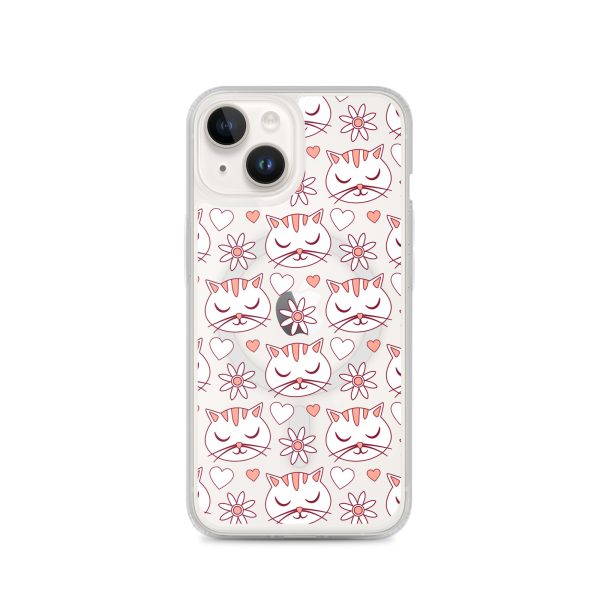 magsafe-clear-case-for-iphone-iphone-14-front-6a1d77427ee3d.jpg Cat Flowers and Hearts iPhone MagSafe Clear Case