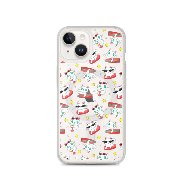magsafe-clear-case-for-iphone-iphone-14-front-6a1d78bd5dbb5.jpg Cat Surfing iPhone MagSafe Clear Case