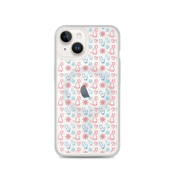 Cats and Flowers Doodle iPhone MagSafe Clear Case