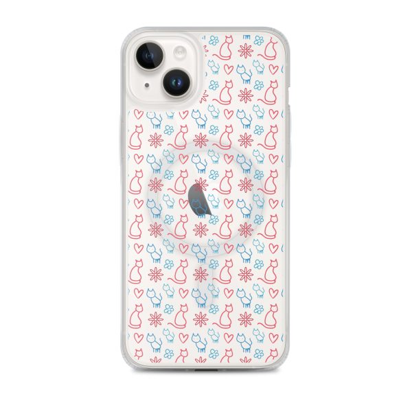 Cats and Flowers Doodle iPhone MagSafe Clear Case
