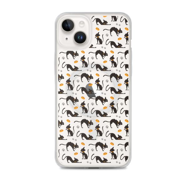 Halloween Seamless Cat iPhone MagSafe Clear Case