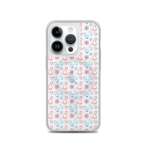 Cats and Flowers Doodle iPhone MagSafe Clear Case