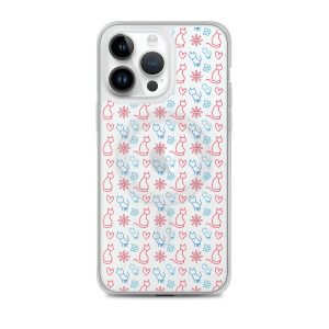 magsafe-clear-case-for-iphone-iphone-14-pro-max-front-6a1d790e783b4.jpg Cats and Flowers Doodle iPhone MagSafe Clear Case