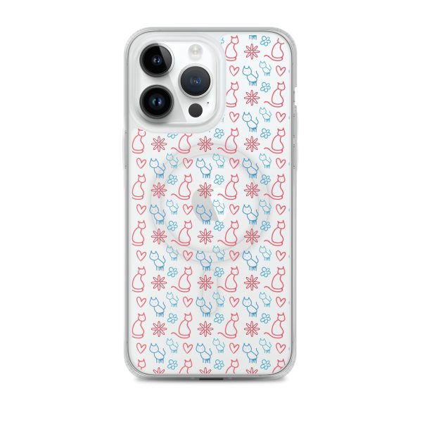 Cats and Flowers Doodle iPhone MagSafe Clear Case