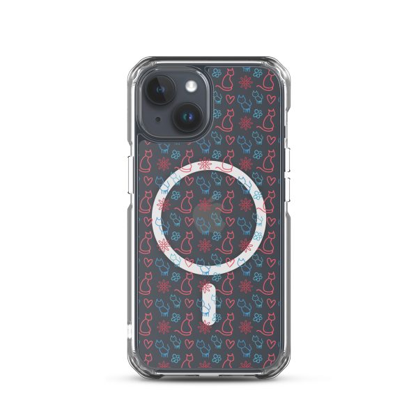 Cats and Flowers Doodle iPhone MagSafe Clear Case