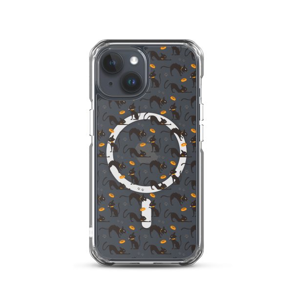 Halloween Seamless Cat iPhone MagSafe Clear Case