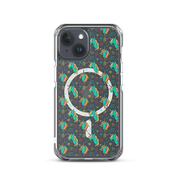 Colorful Unicorn Drawings iPhone MagSafe Clear Case