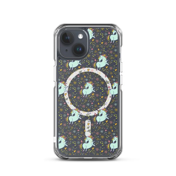 Hand-Drawn Unicorn iPhone MagSafe Clear Case