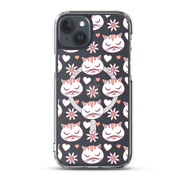 magsafe-clear-case-for-iphone-iphone-15-plus-front-6a1d77427eecb.jpg Cat Flowers and Hearts iPhone MagSafe Clear Case